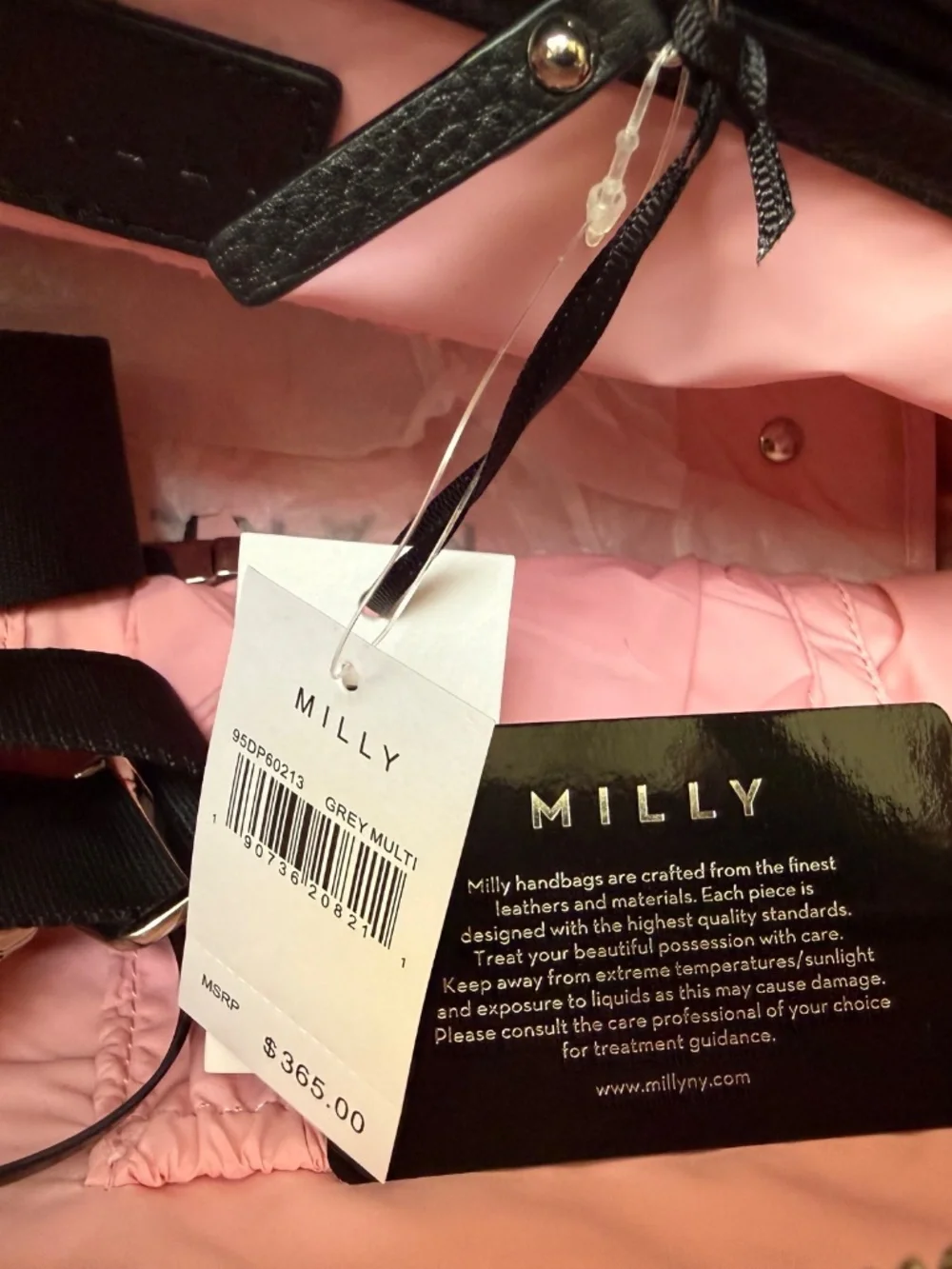 NWT Milly Luxe Baby Diaper Bag with Changing Pad in Gray and Pink